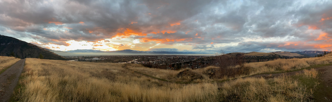 Missoula at sunset in the winter